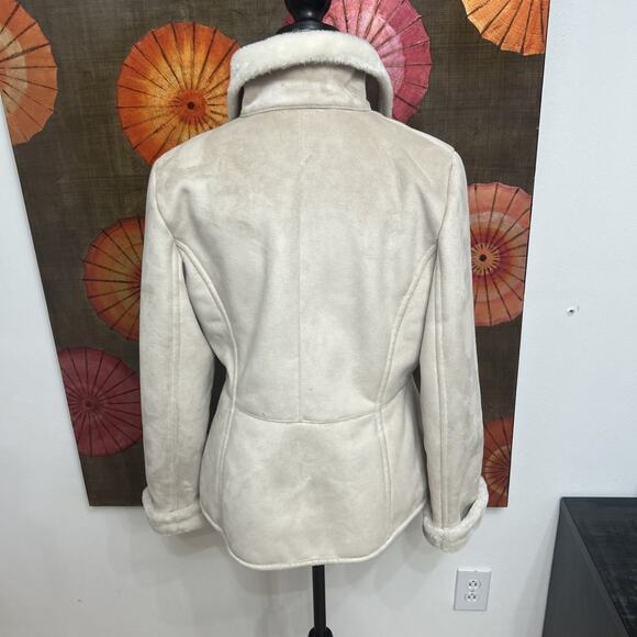 B.MOSS Faux Suede Jacket W/ Faux Fur Lining Y2K Western Chic Boho Luxe Sz Small - Picture 4 of 5